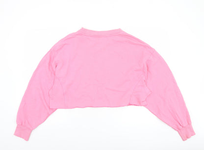 Bershka Womens Pink Cropped Pullover Sweatshirt L