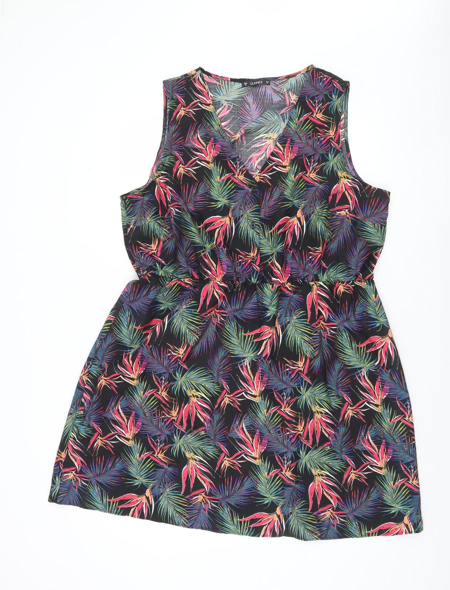 Dunnes Women’s Multicoloured Tropical V-Neck Shift Dress XL