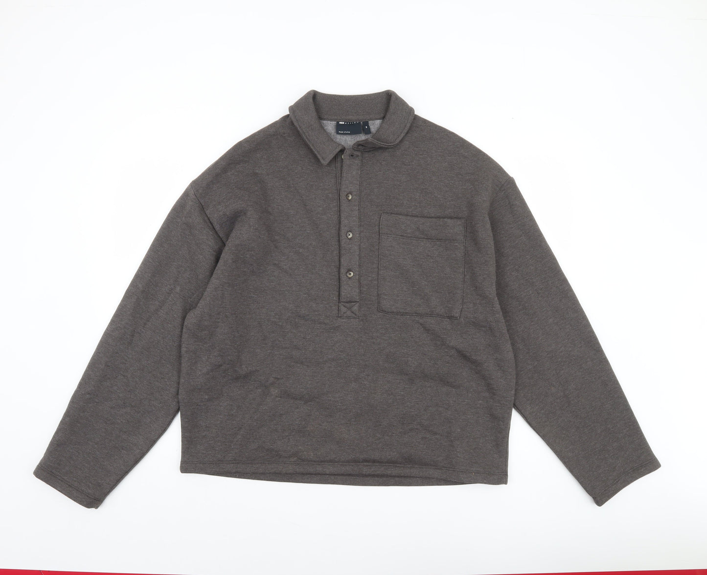 Mens UK Size XS ASOS DESIGN Brown Henley Sweatshirt