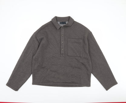 Mens UK Size XS ASOS DESIGN Brown Henley Sweatshirt