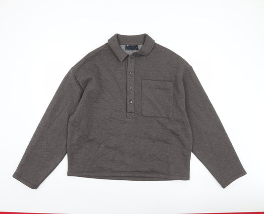 Mens UK Size XS ASOS DESIGN Brown Henley Sweatshirt