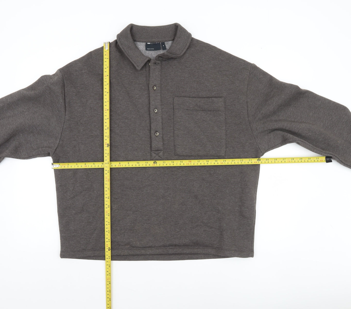 Mens UK Size XS ASOS DESIGN Brown Henley Sweatshirt