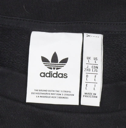 Adidas Men's Black Pullover Sweatshirt L Logo Crew Neck Fleece