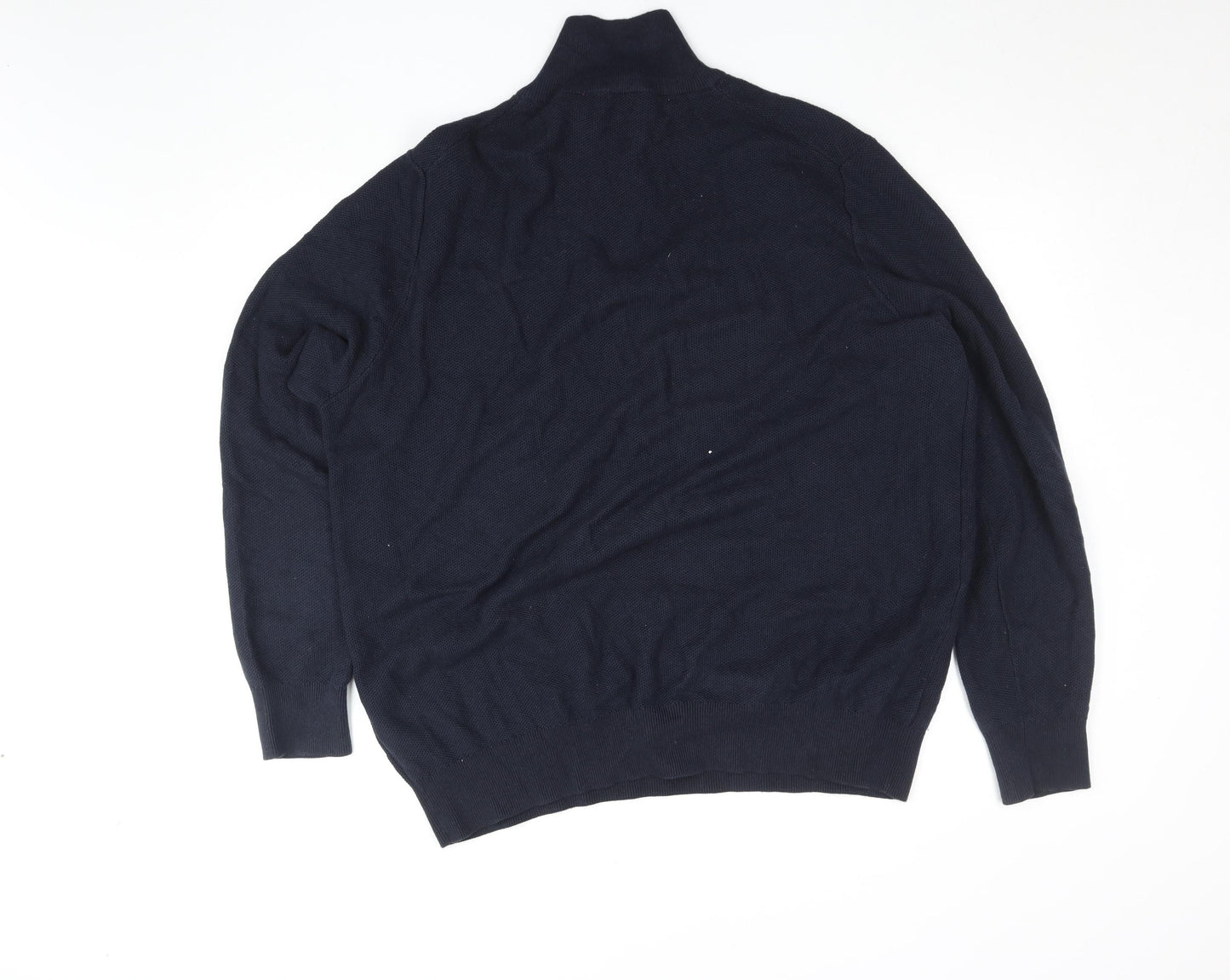 George Mens Navy Blue 2XL Cotton Pullover 1/4 Zip Sweatshirt