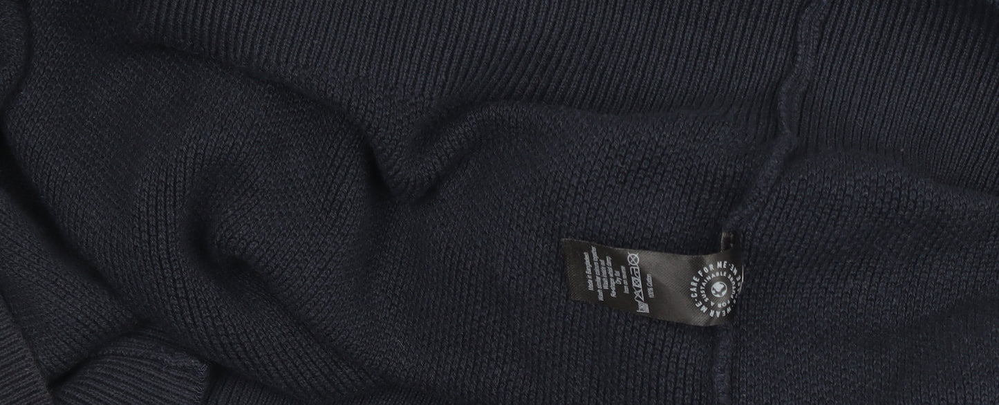 George Mens Navy Blue 2XL Cotton Pullover 1/4 Zip Sweatshirt