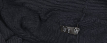 George Mens Navy Blue 2XL Cotton Pullover 1/4 Zip Sweatshirt