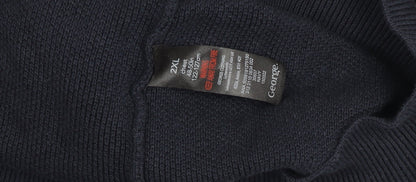 George Mens Navy Blue 2XL Cotton Pullover 1/4 Zip Sweatshirt