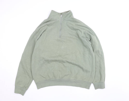 Mens UK Size L H&M Green Henley Sweatshirt