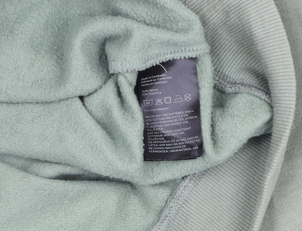 Mens UK Size L H&M Green Henley Sweatshirt