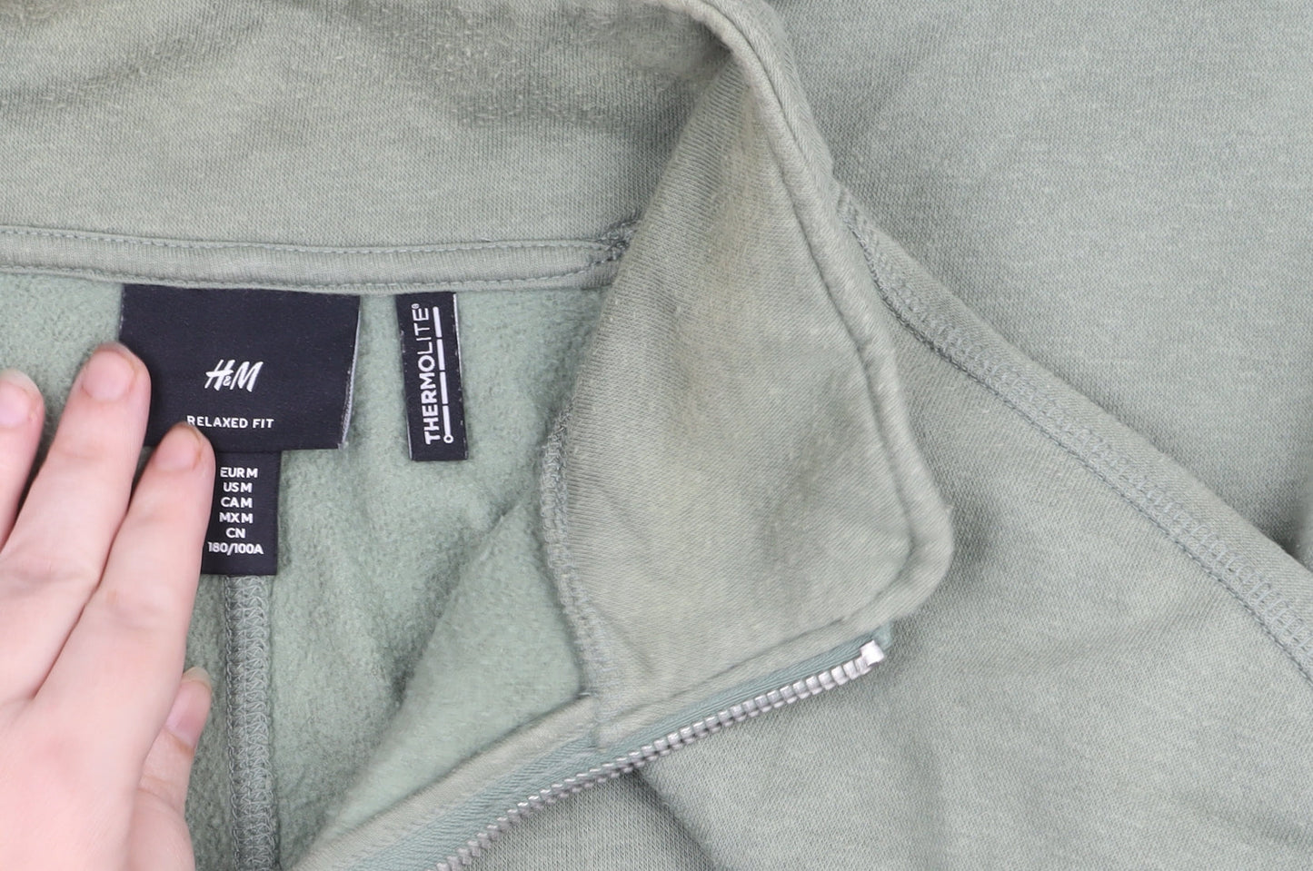 Mens UK Size L H&M Green Henley Sweatshirt