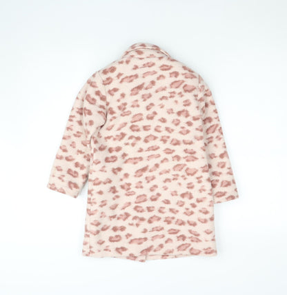 Tu Girls Pink Animal Print Mid-Length Button Coat Age 5-6 Years