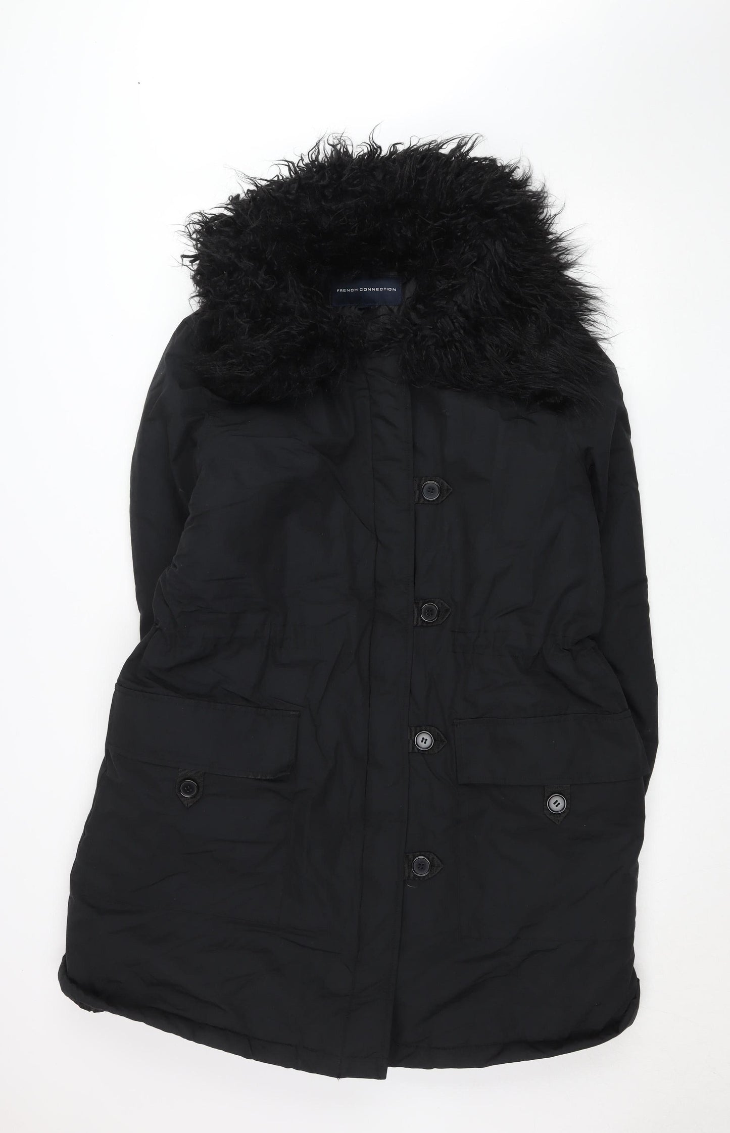 Womens UK Size M French Connection Black Parka Coat