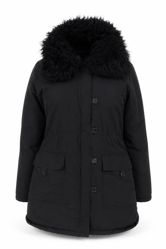 Womens UK Size M French Connection Black Parka Coat