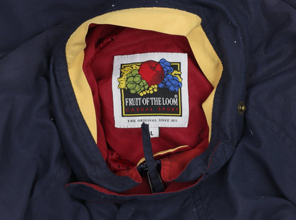 Mens UK Size L Fruit of the Loom Blue Windbreaker Coat