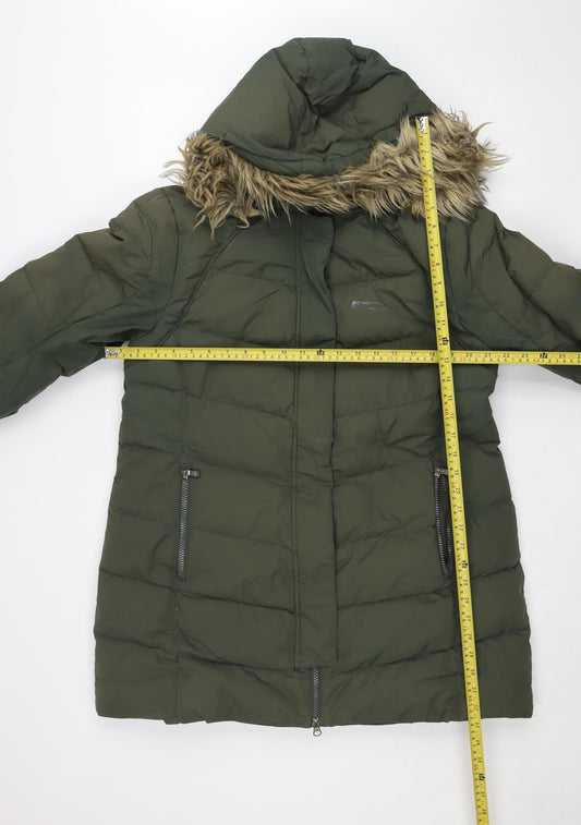 Mountain Warehouse Women’s Green Fur Trim Puffer Coat UK 16 Down Filled