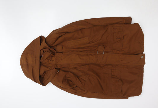 Alexon Women Brown L Parka Coat Hooded Belted Long Jacket