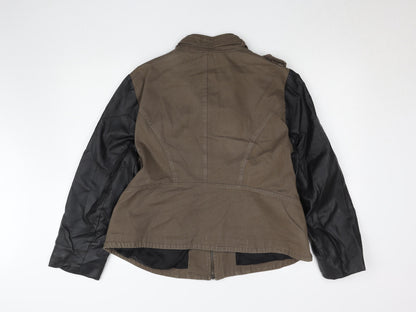 George Women's Brown & Black Biker Jacket UK 22 Faux Leather Sleeves