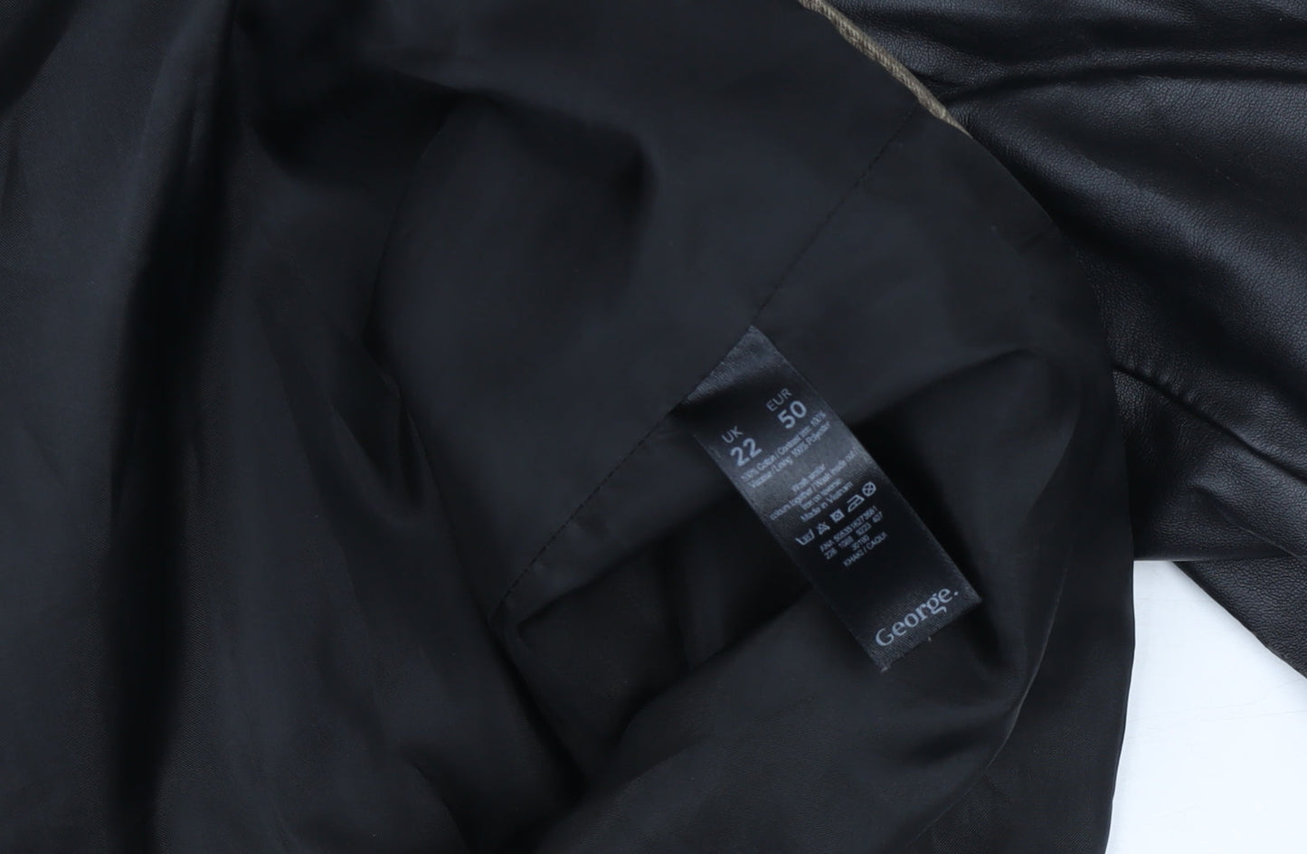 George Women's Brown & Black Biker Jacket UK 22 Faux Leather Sleeves