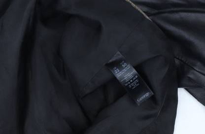 George Women's Brown & Black Biker Jacket UK 22 Faux Leather Sleeves