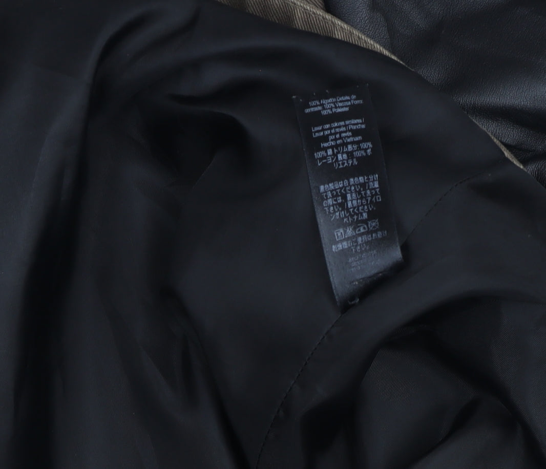 George Women's Brown & Black Biker Jacket UK 22 Faux Leather Sleeves