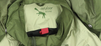 Girls UK Size L Outdoor Scene Green Windbreaker Coat