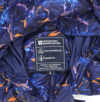 Mountain Warehouse Girls Blue Waterproof Hooded Rain Coat 13 Years