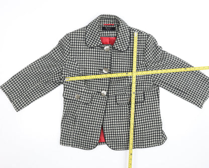 W Collection Women’s Black Houndstooth Wool Blazer Jacket Size 16