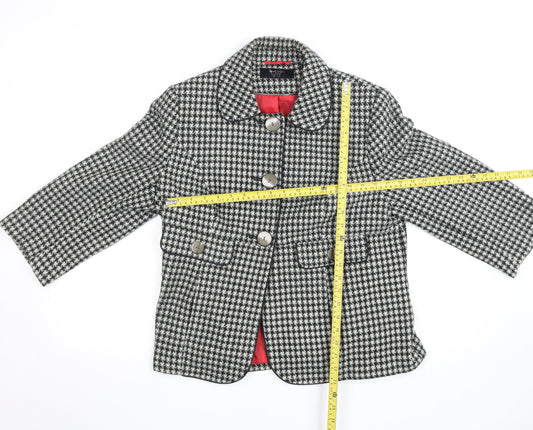 W Collection Women’s Black Houndstooth Wool Blazer Jacket Size 16