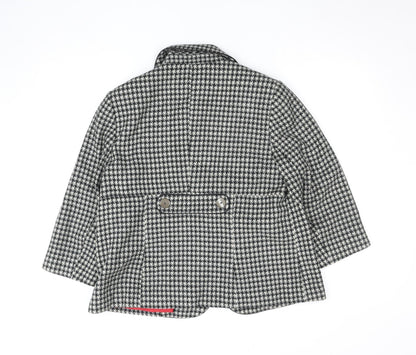 W Collection Women’s Black Houndstooth Wool Blazer Jacket Size 16