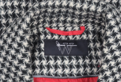 W Collection Women’s Black Houndstooth Wool Blazer Jacket Size 16