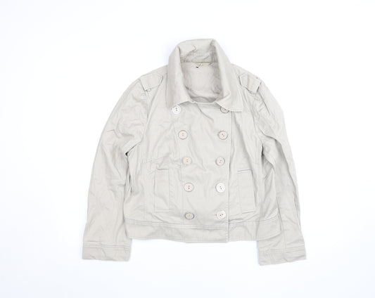 F&F Women’s Beige Cotton Short Pea Coat Jacket Size 16
