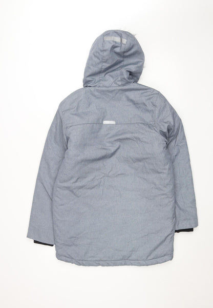 Next Boys Blue Hooded Parka Coat 12 Years Quilted Faux Fur Winter Jacket