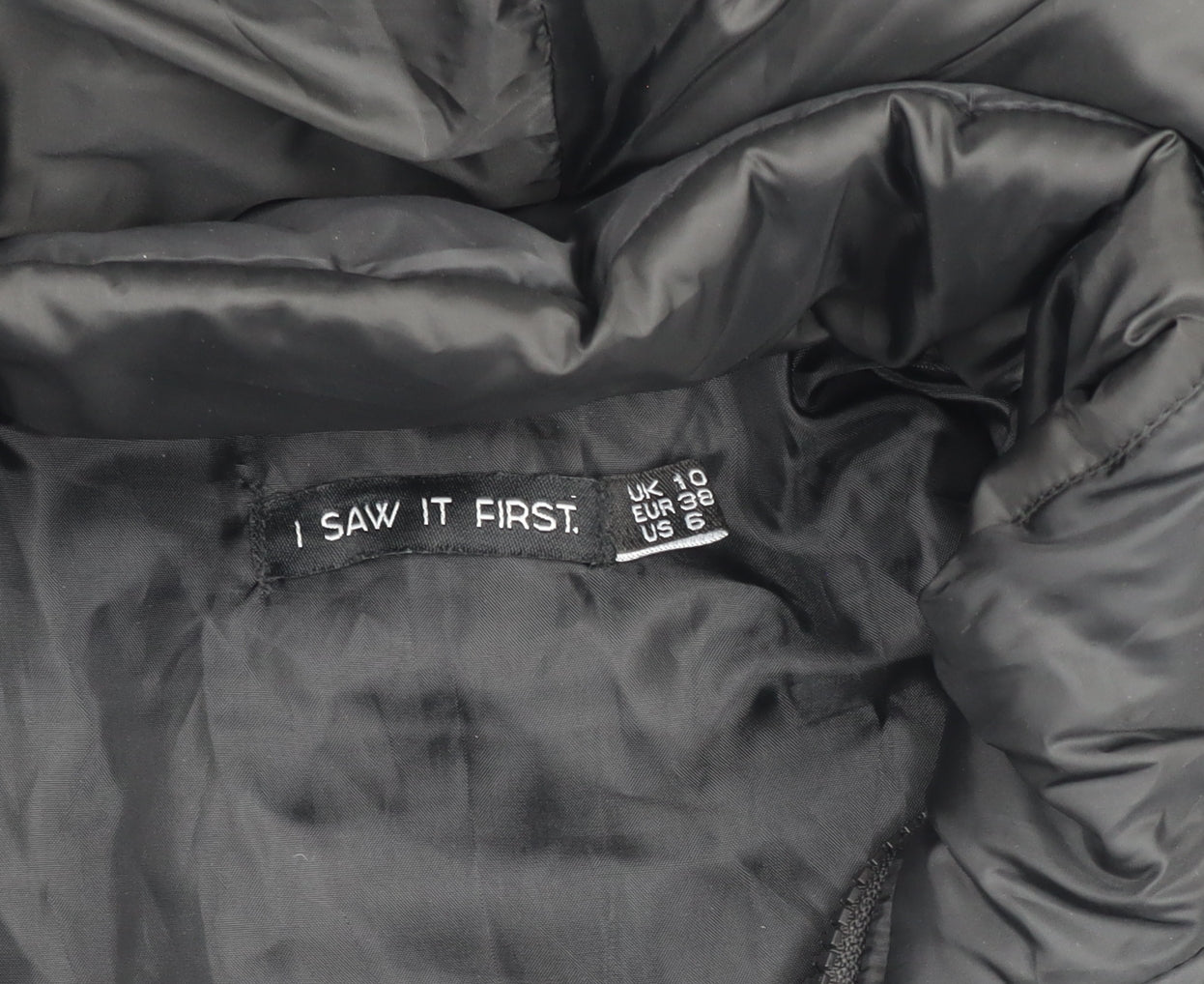 I Saw It First Women's Black Size 10 Quilted Puffer Jacket