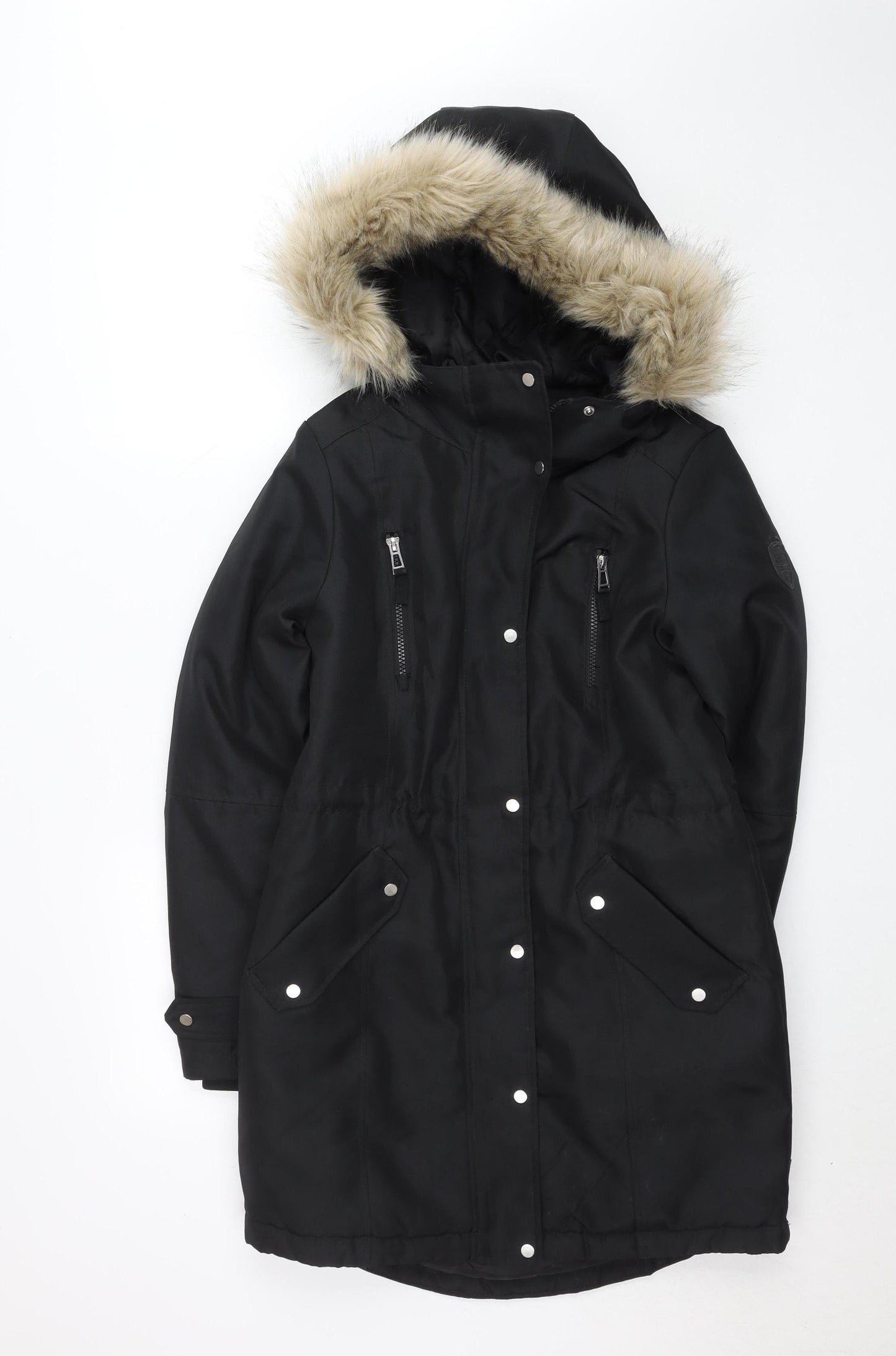 Womens UK Size S VERO MODA Black Parka Coat