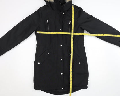Womens UK Size S VERO MODA Black Parka Coat