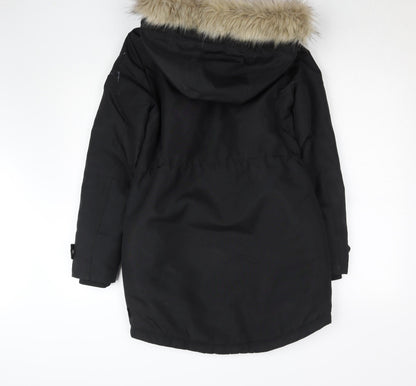 Womens UK Size S VERO MODA Black Parka Coat