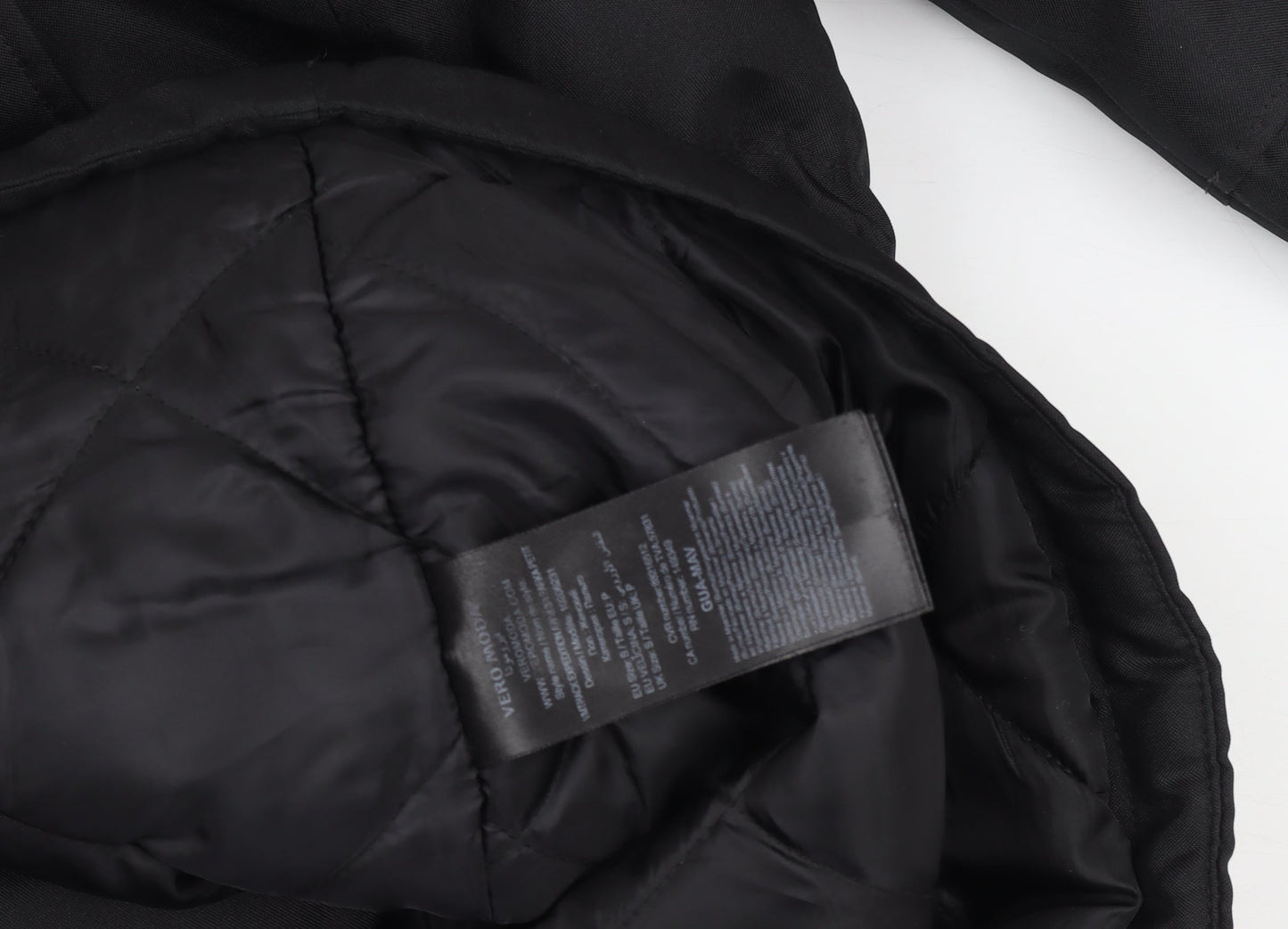 Womens UK Size S VERO MODA Black Parka Coat