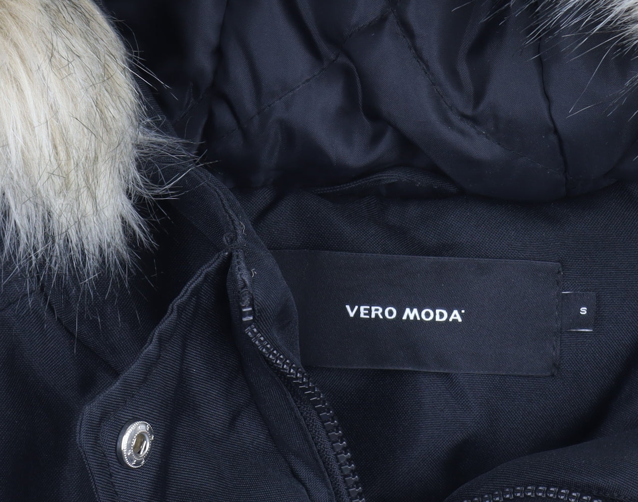 Womens UK Size S VERO MODA Black Parka Coat