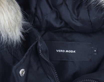 Womens UK Size S VERO MODA Black Parka Coat