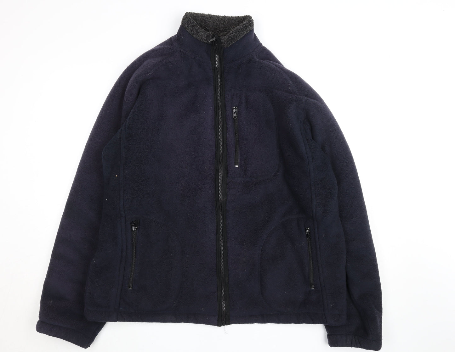 Alguns Men’s Blue Fleece Full Zip Jacket L Polyester Lined Casual Outdoor