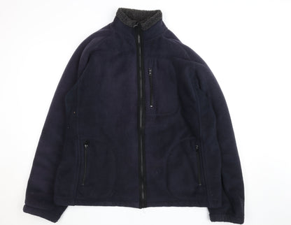 Alguns Men’s Blue Fleece Full Zip Jacket L Polyester Lined Casual Outdoor