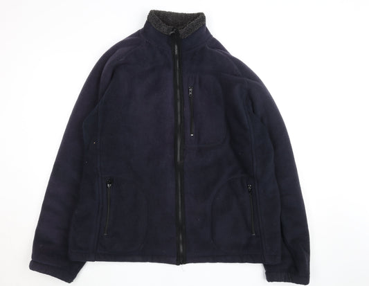 Alguns Men’s Blue Fleece Full Zip Jacket L Polyester Lined Casual Outdoor