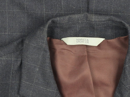 Marks and Spencer Women's Blue Wool Blend Petite Checked Suit UK 8