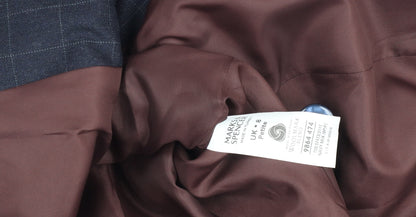 Marks and Spencer Women's Blue Wool Blend Petite Checked Suit UK 8