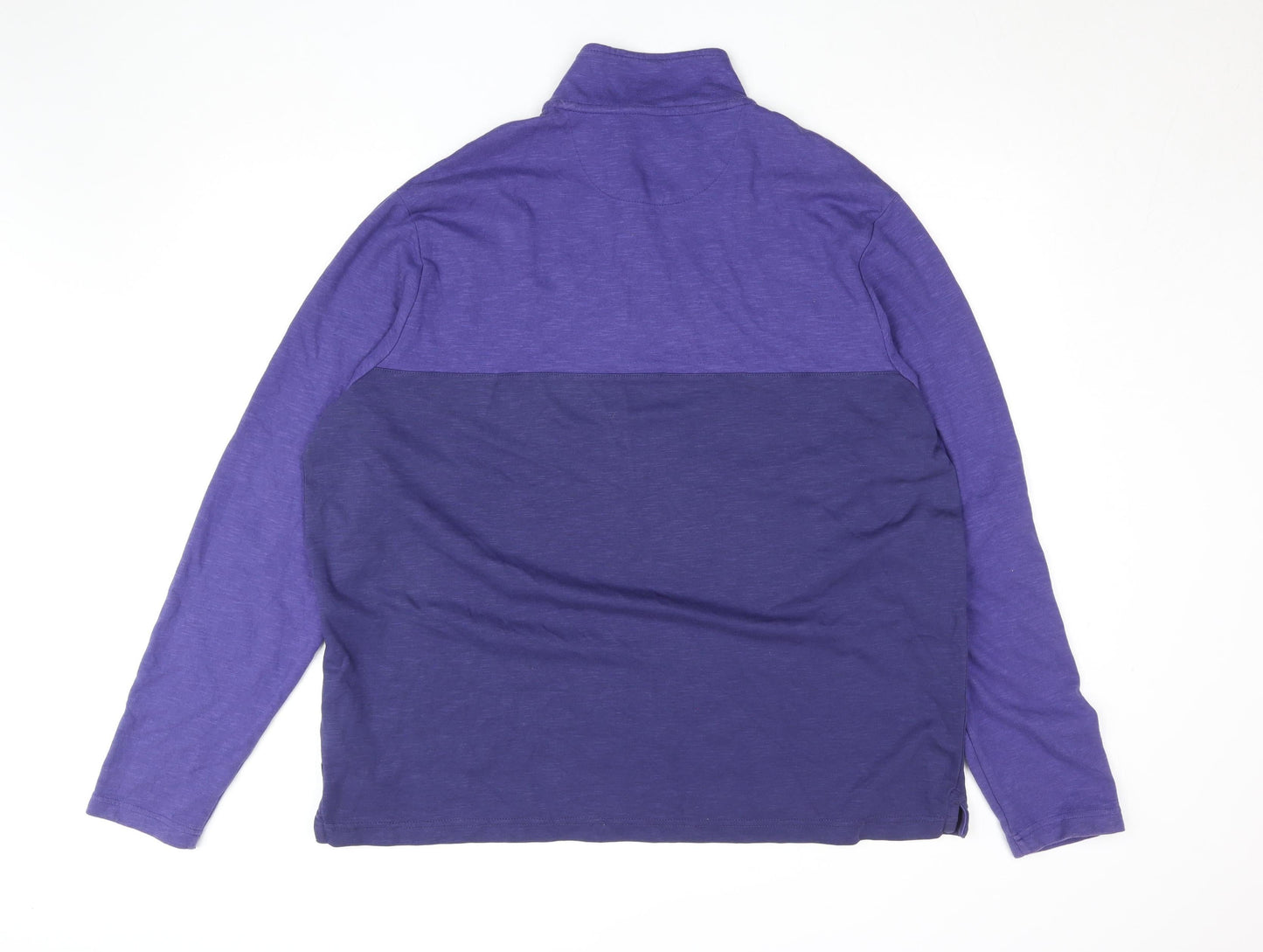 Chaps Men's Blue 2XL Colourblock 1/4 Zip Long Sleeve Top