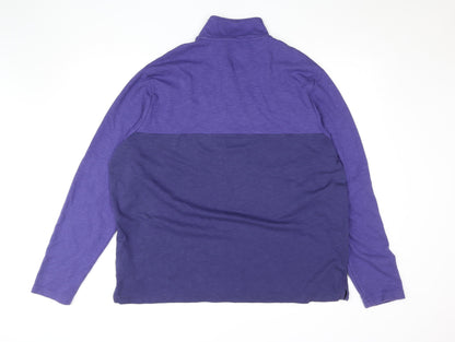 Chaps Men's Blue 2XL Colourblock 1/4 Zip Long Sleeve Top