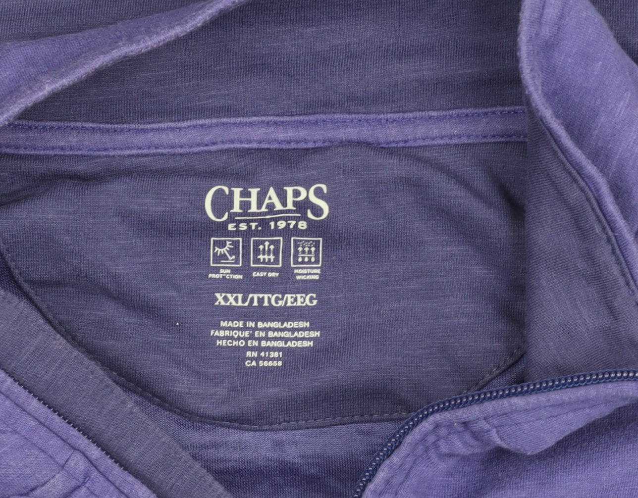 Chaps Men's Blue 2XL Colourblock 1/4 Zip Long Sleeve Top