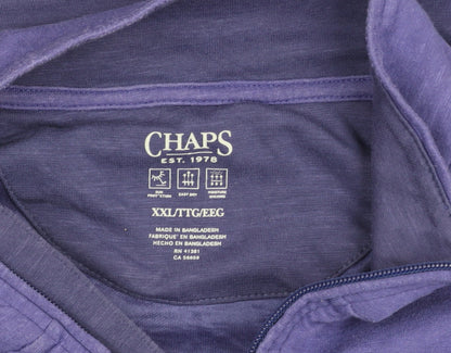 Chaps Men's Blue 2XL Colourblock 1/4 Zip Long Sleeve Top