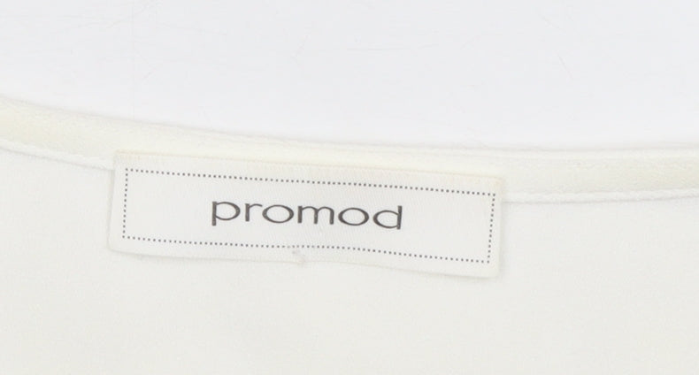 Promod Women Ivory V-Neck 3/4 Sleeve Blouse Size 10