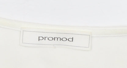 Promod Women Ivory V-Neck 3/4 Sleeve Blouse Size 10